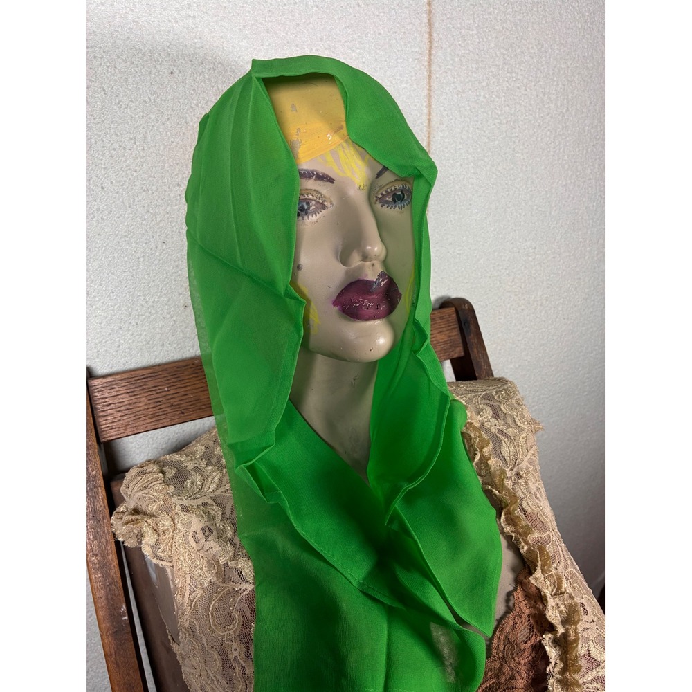 Unbranded Scarf Womens OS Green Good Sheer Chiffon Rectangle Raw Edge Accessory - Picture 2 of 5